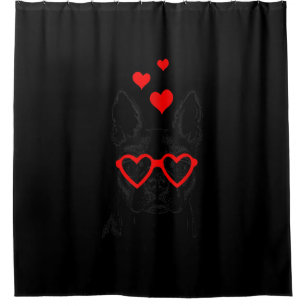 Funny Cute Dog American Boston Terrier Valentine Shower Curtain