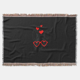 Funny Cute Dog American Boston Terrier Valentine Throw Blanket