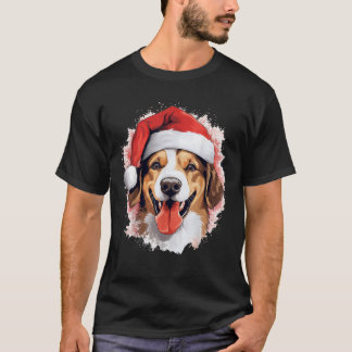 Funny cute dog lover celebrating Christmas with ha T-Shirt