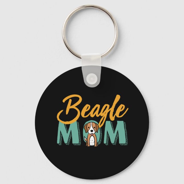 Funny Cute Dog Lover Puppy Pet Owner Beagle Mom Key Ring (Front)