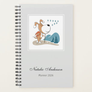 Funny Cute Dog Puppy Hiking Personalized 2026 Planner