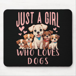 Funny Cute Dog Puppy Lover - Just A Girl Who Loves Mouse Mat