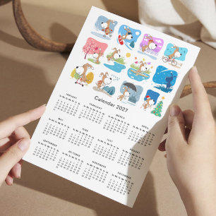 Funny Cute Dog Puppy Sport 2027 Magnetic Calendar