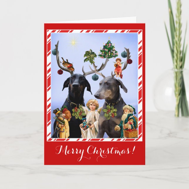 Funny, cute dog spoof Christmas card (Front)