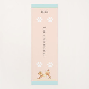 Funny & cute dog stretching on blush pink   yoga mat