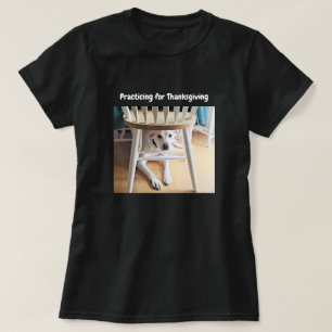 Funny Cute Dog Under Table Thanksgiving Black T-Shirt