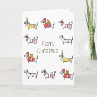 Funny Cute Dogs Christmas Greeting Card 
