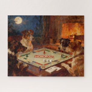 Funny Cute Dogs Playing A Board Game Jigsaw Puzzle
