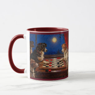 Funny Cute Dogs Playing Checkers Gift Coffee Mug