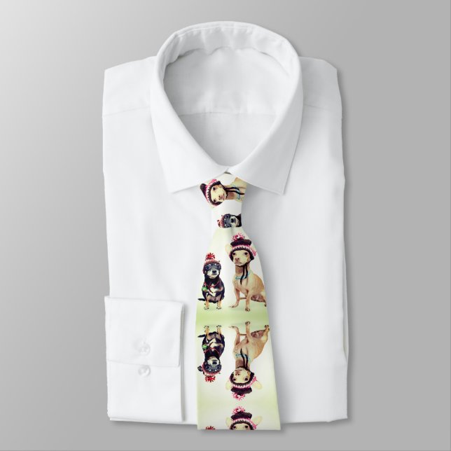 Funny Cute Dogs Tie (Tied)