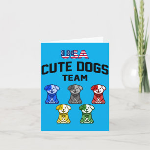 Funny Cute Dogs Usa Puppy Team Card