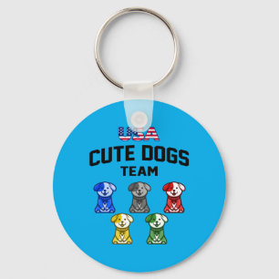 Funny Cute Dogs Usa Puppy Team Key Ring