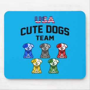 Funny Cute Dogs Usa Puppy Team Mouse Mat