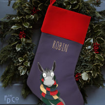Funny Cute Donkey in a Winter Stole | Rich Purple