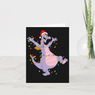 Funny Cute Dragon Figment Lights Christmas Santa Card