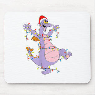 Funny Cute Dragon Figment Lights Christmas Santa M Mouse Mat