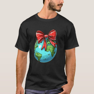 Funny Cute Earth Day Coquette Bow Earth Day 2025 W T-Shirt