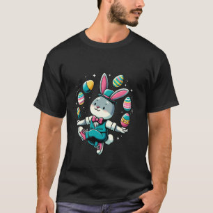 Funny Cute Easter Bunny Juggling Colourful Eggs Ki T-Shirt