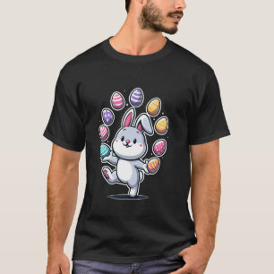Funny Cute Easter Bunny Juggling Colourful Eggs Ki T-Shirt