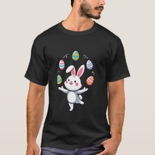 Funny Cute Easter Bunny Juggling Colourful Eggs Ki T-Shirt