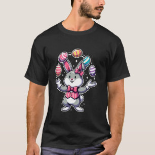 Funny Cute Easter Bunny Juggling Colourful Eggs To T-Shirt
