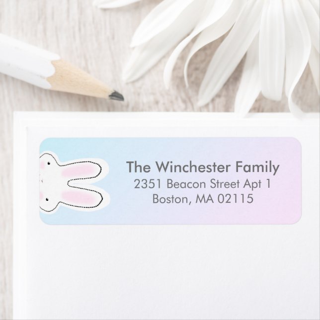 Funny cute Easter bunny pastel colours address (Insitu)
