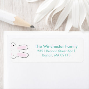 Funny cute Easter bunny white teal address
