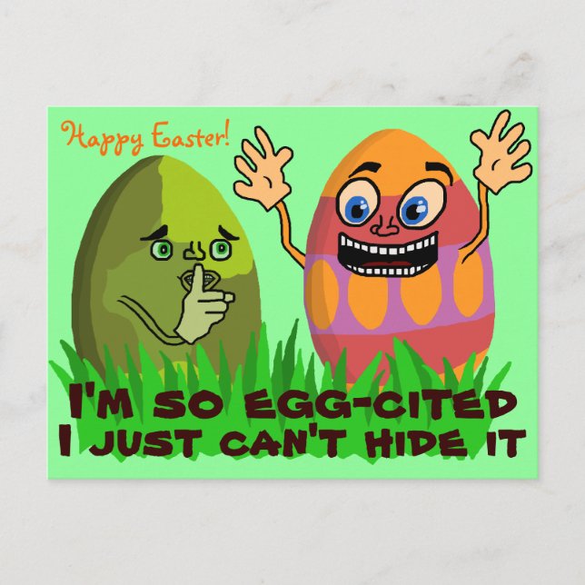 Funny Cute Easter Eggs Cartoon Holiday Postcard (Front)