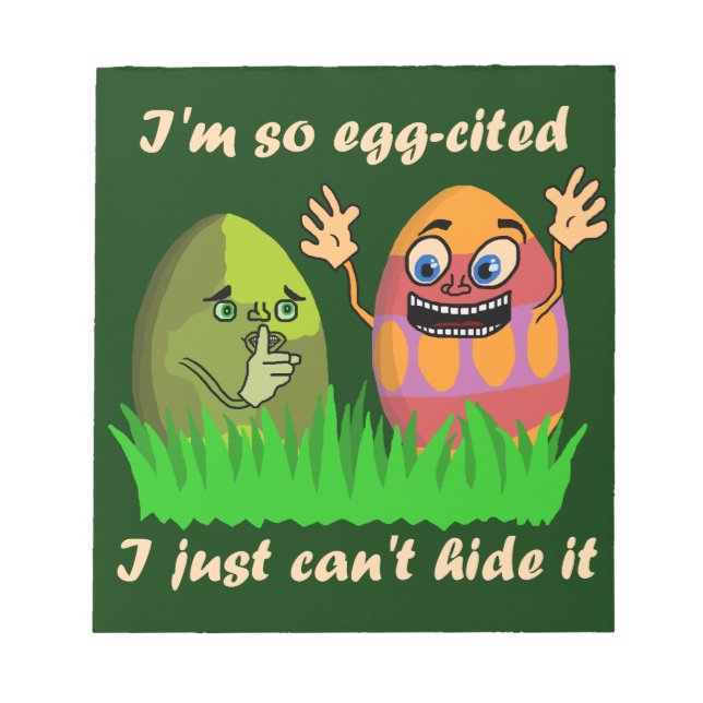 Funny Cute Easter Eggs Cartoon Notepad (Front)