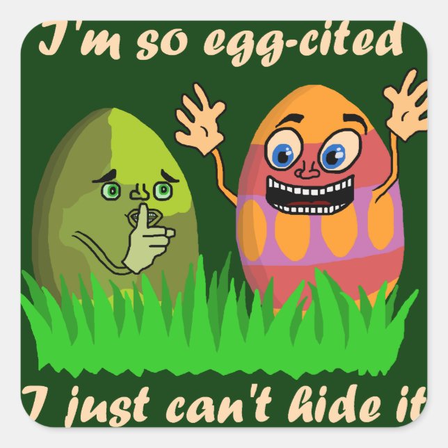 Funny Cute Easter Eggs Cartoon Square Sticker (Front)