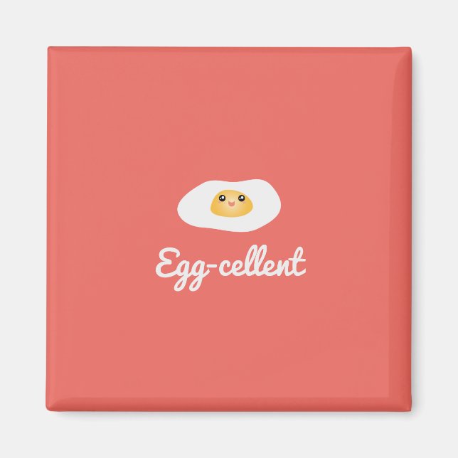 Funny Cute Egg Eggcellent Humourous Food Pun Fun Magnet (Front)