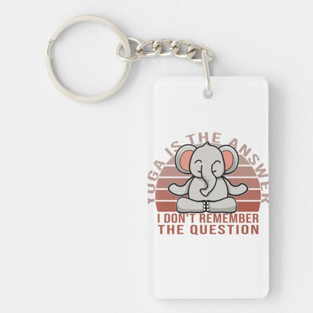 Funny cute elephant doing yoga. funny yoga design key ring (Front)