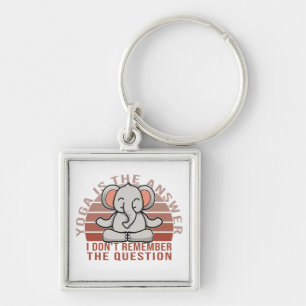 Funny cute elephant doing yoga. funny yoga design key ring