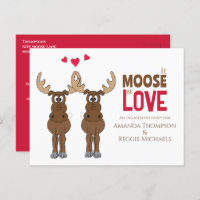 Funny Cute Engagement Party Whimsical Moose 