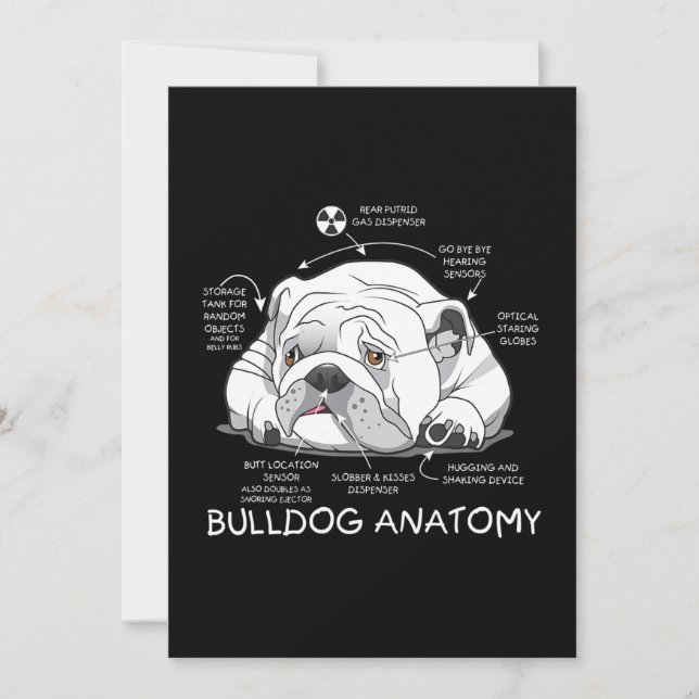 Funny Cute English Bulldog Anatomy Dog Biology Holiday Card (Front)