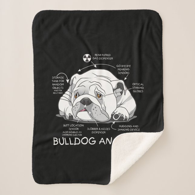 Funny Cute English Bulldog Anatomy Dog Biology Sherpa Blanket (Front)