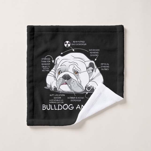 Funny Cute English Bulldog Anatomy Dog Biology Wash Cloth (Wash Cloth)