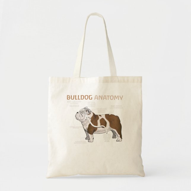 Funny Cute English Bulldog Anatomy Tote Bag (Front)