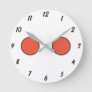 Funny Cute Face Eyes Halloween 2024 Orange Black  Round Clock