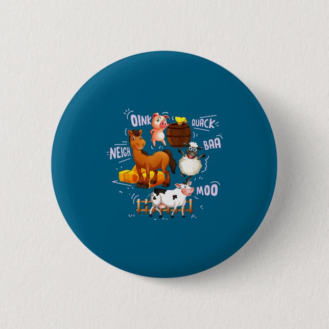 Funny Cute Farm Animals Sounds 6 Cm Round Badge (Front)