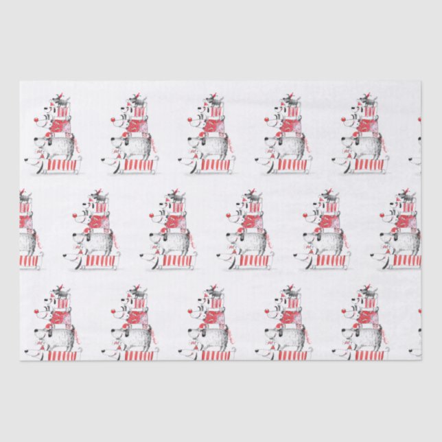 Funny Cute Festive Dogs Merry Christmas  Tissue Paper (Front)