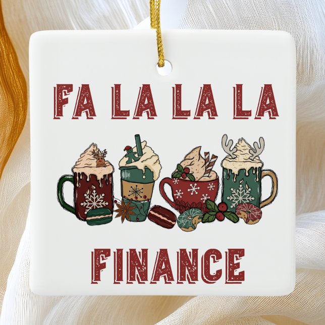 Funny Cute Festive Red and Green Christmas Finance Ceramic Ornament (Creator Uploaded)
