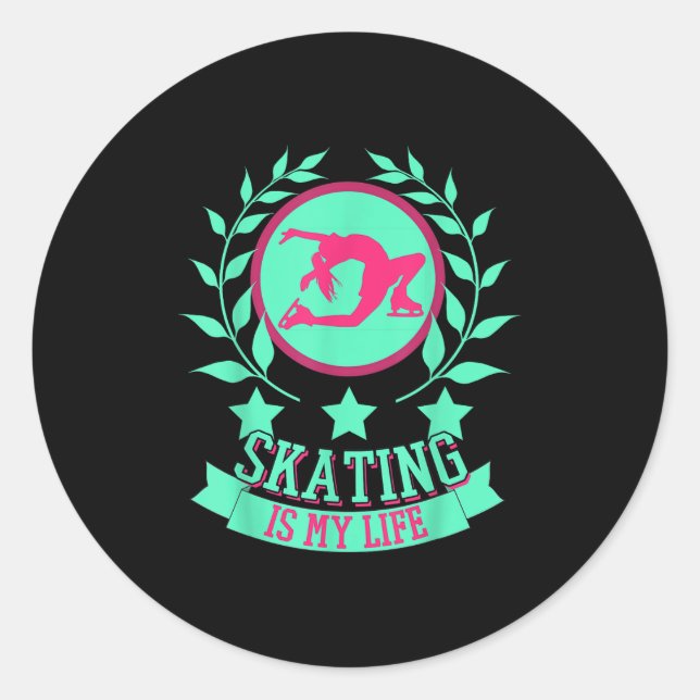Funny Cute Figure Skater For Ice Skating Srt Gift  Classic Round Sticker (Front)