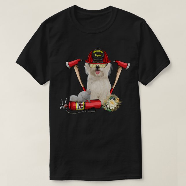 Funny cute firefighter dog 2 T-Shirt (Design Front)