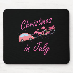 Funny Cute Flamingo Pink Camping Car Christmas In Mouse Mat