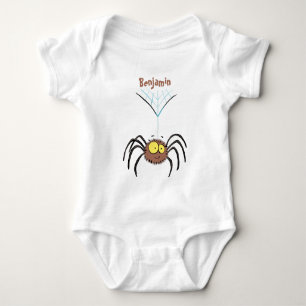 Funny cute fluffy spider cartoon baby bodysuit
