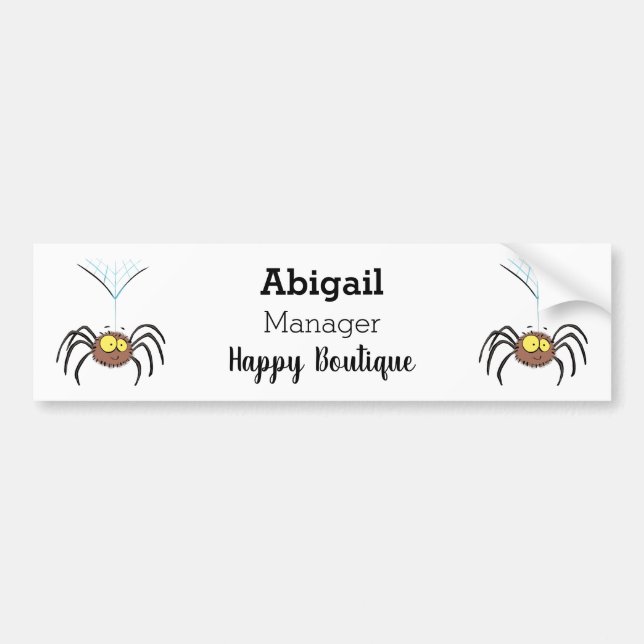 Funny cute fluffy spider cartoon  bumper sticker (Front)