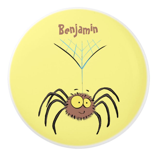 Funny cute fluffy spider cartoon ceramic knob (Front)