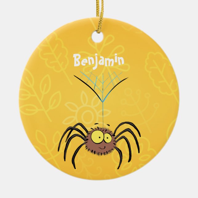 Funny cute fluffy spider cartoon ceramic tree decoration (Front)
