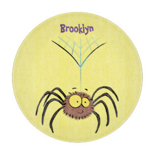 Funny cute fluffy spider cartoon cutting board